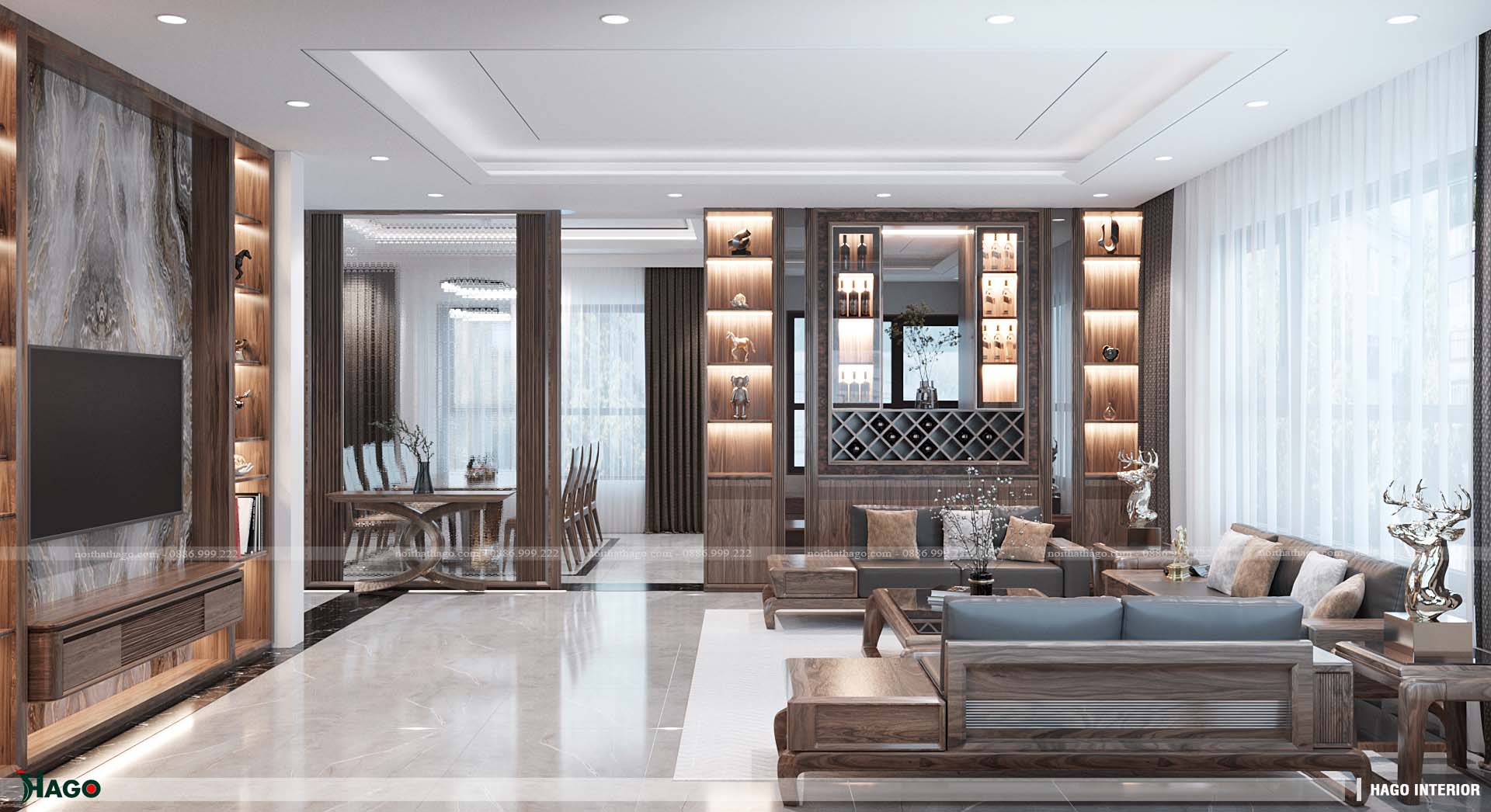 45+ mẫu vách ngăn phòng khách và bếp đẹp