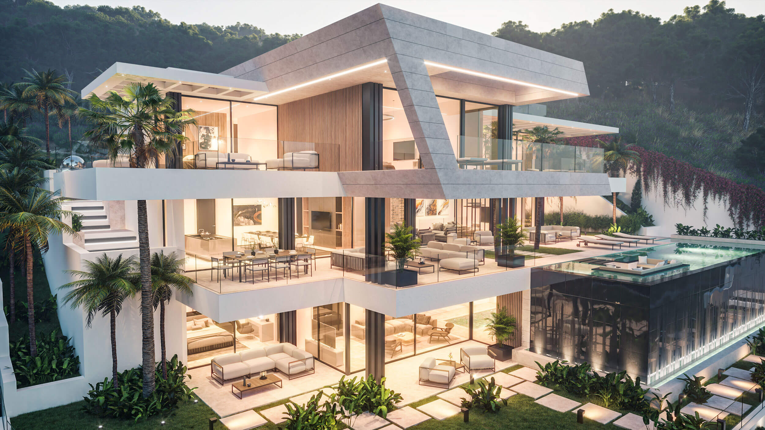 Biệt thự kính sang trọng thời thượng xu hướng thiết kế kiến trúc hiện nay