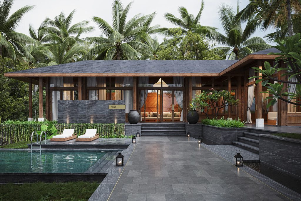 Biệt thự 1 tầng có bể bơi đẹp xu hướng thiết kế kiến trúc thời đại