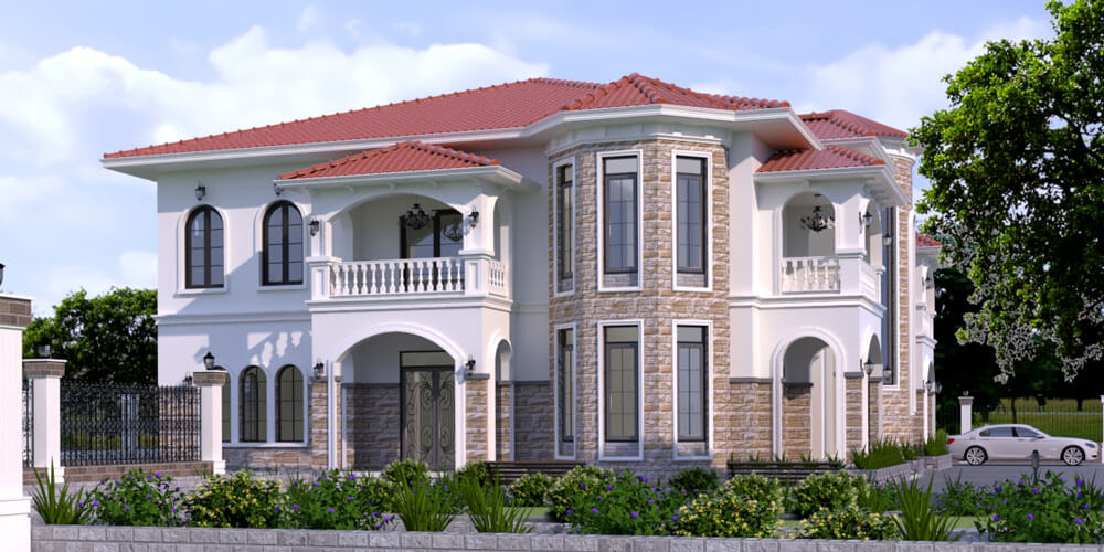Mẫu thiết kế biệt thự 3 tầng đẹp ấn tượng phong cách Địa Trung Hải