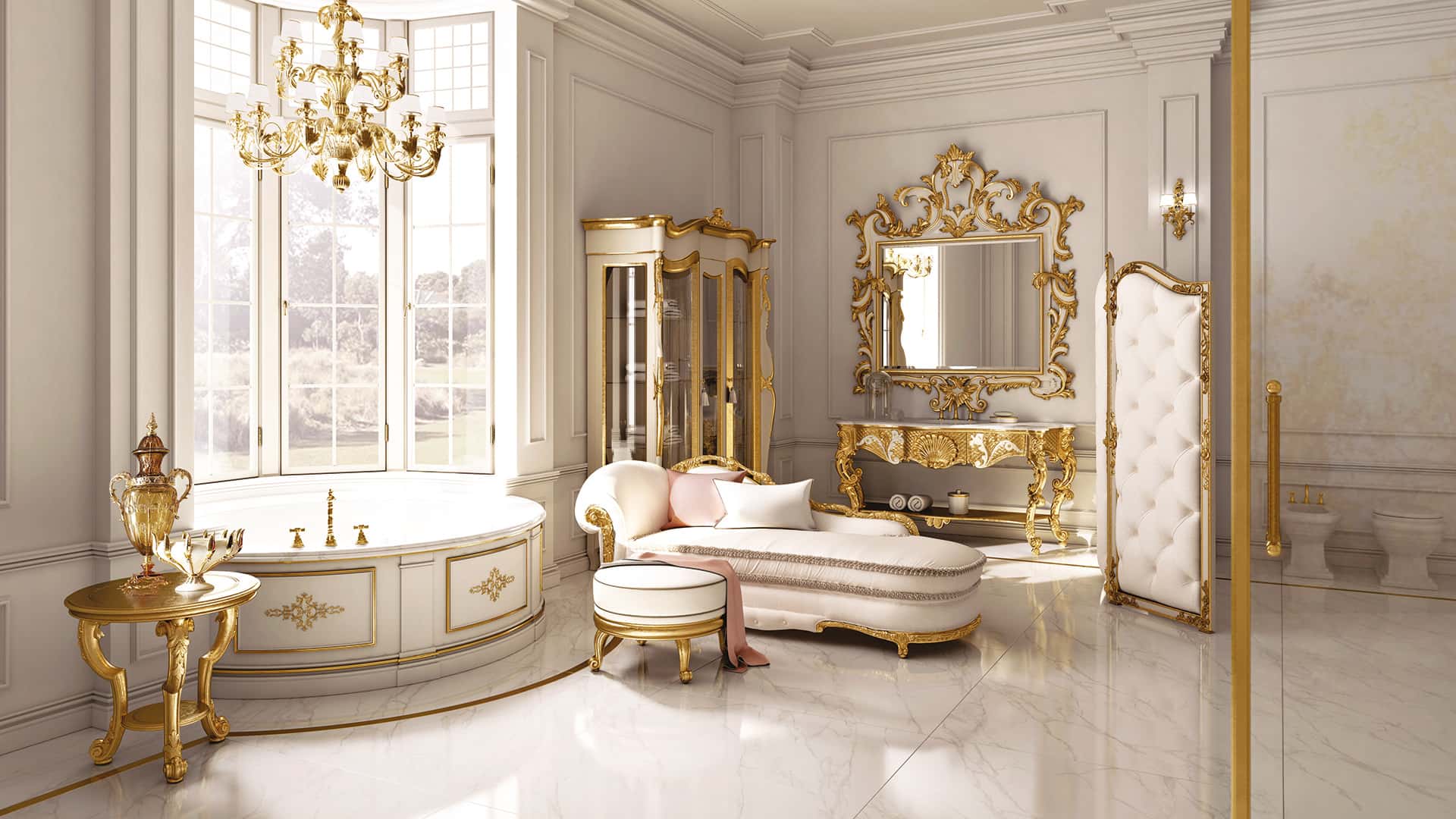 Ngắm mẫu thiết kế nhà vệ sinh đẹp theo phong cách tân cổ điển