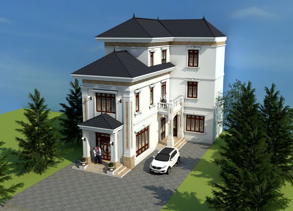 Mẫu biệt thự 3 tầng chữ L sở hữu không gian nội thất vô cùng sang trọng