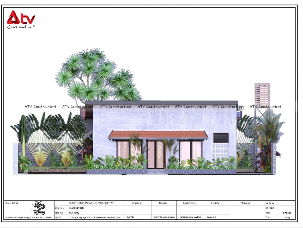 Thiết Kế Biệt Thự 1 Tầng Đẹp Tại Bình Thuận