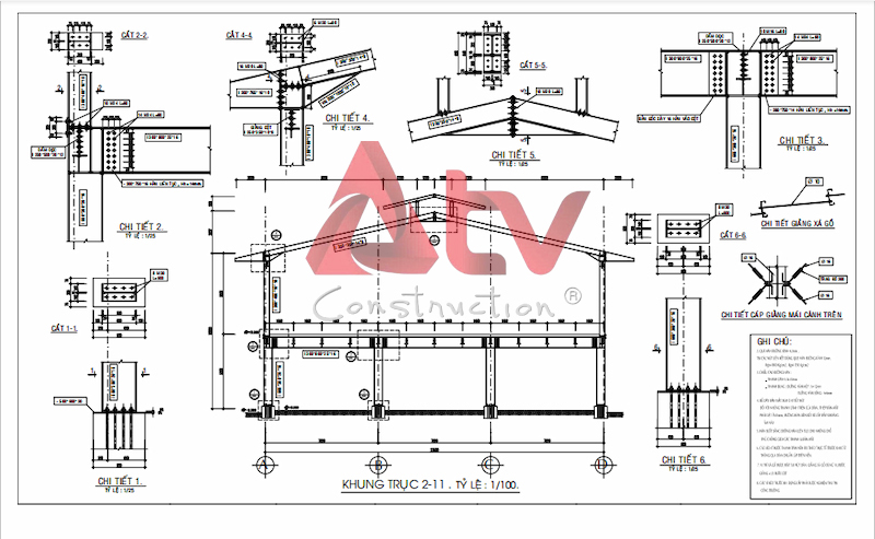 bản vẽ kết cấu thép nhà xưởng