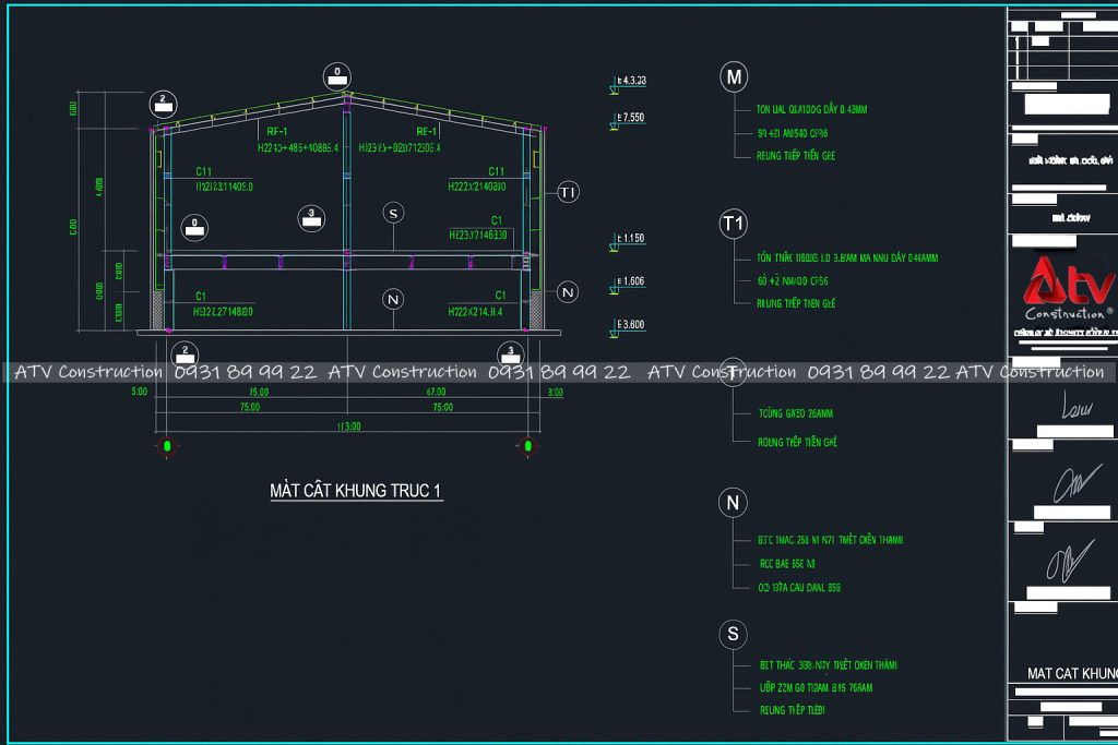 bản vẽ kết cấu nhà thép tiền chế 2 tầng