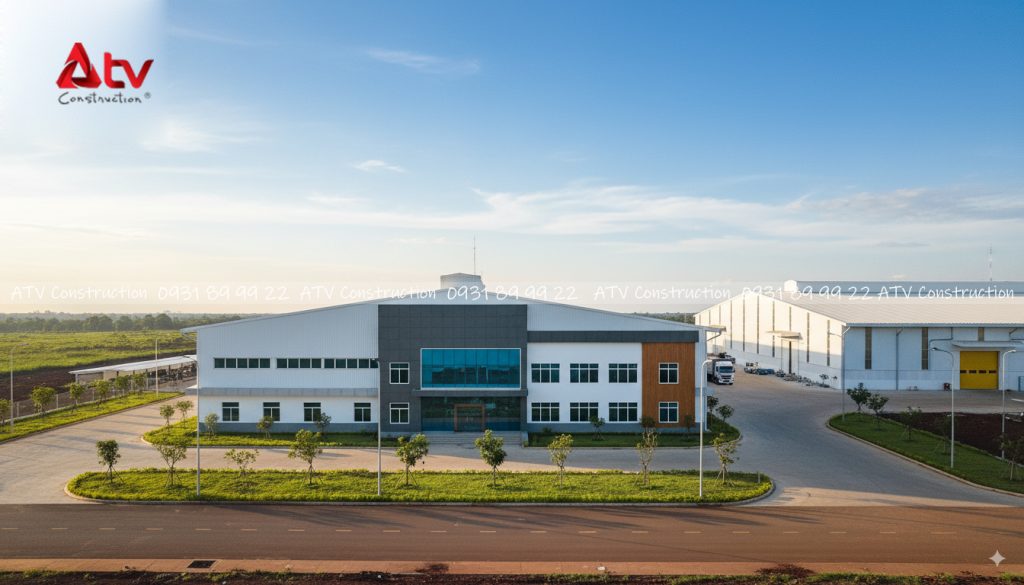 thiết kế mặt tiền nhà xưởng đẹp