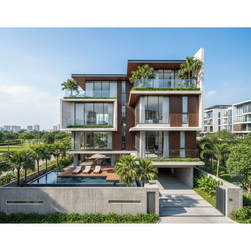 Xu hướng mẫu thiết kế biệt thự hiện đại tại Thạnh Mỹ Lợi (TP. Thủ Đức)