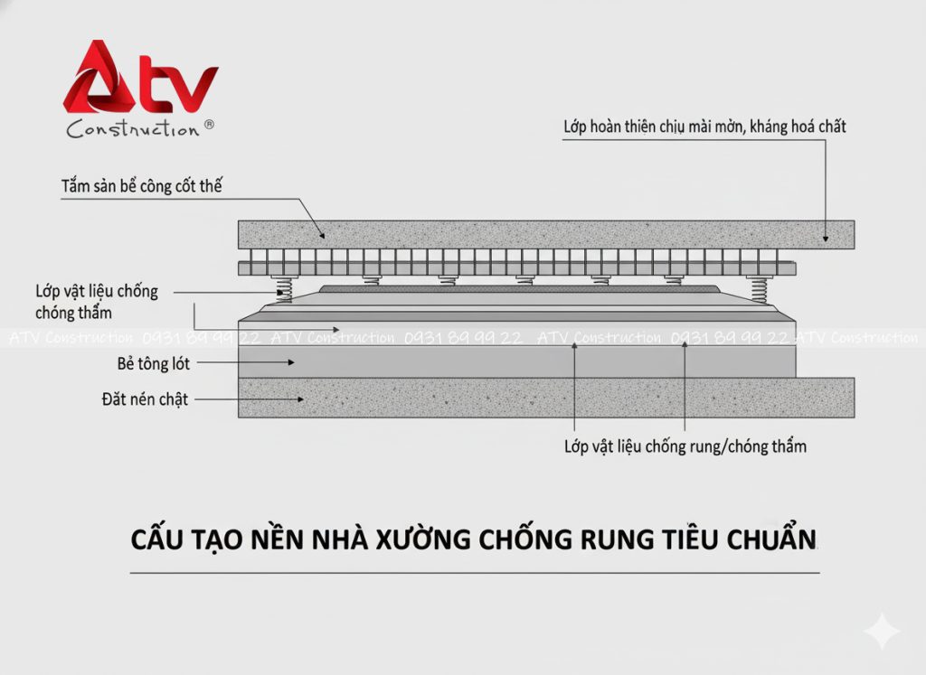 cấu tạo nền nhà xưởng chống rung tiêu chuẩn