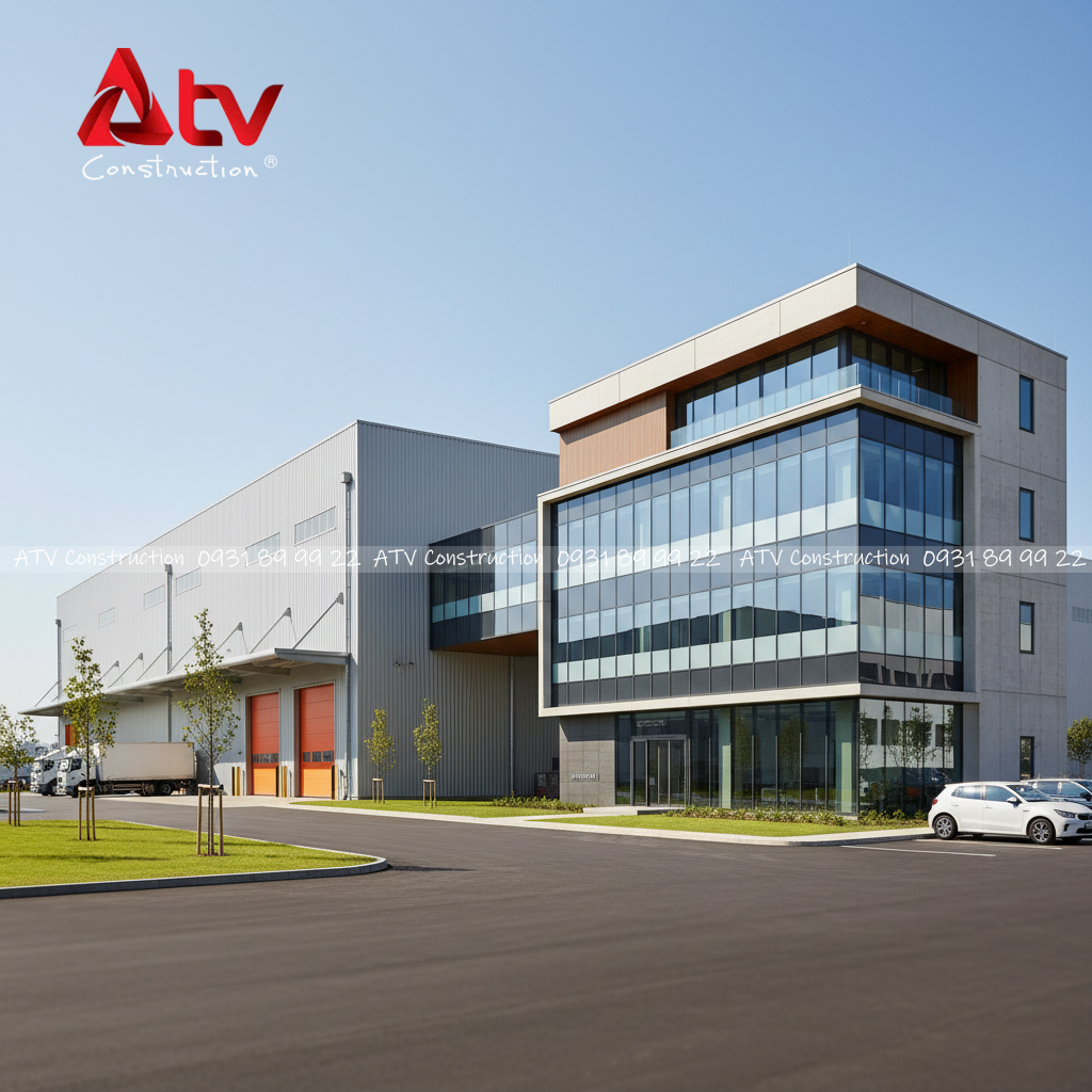 mẫu nhà xưởng kết hợp văn phòng