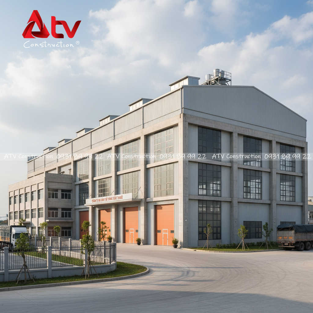 mẫu nhà xưởng bê tông cốt thép 