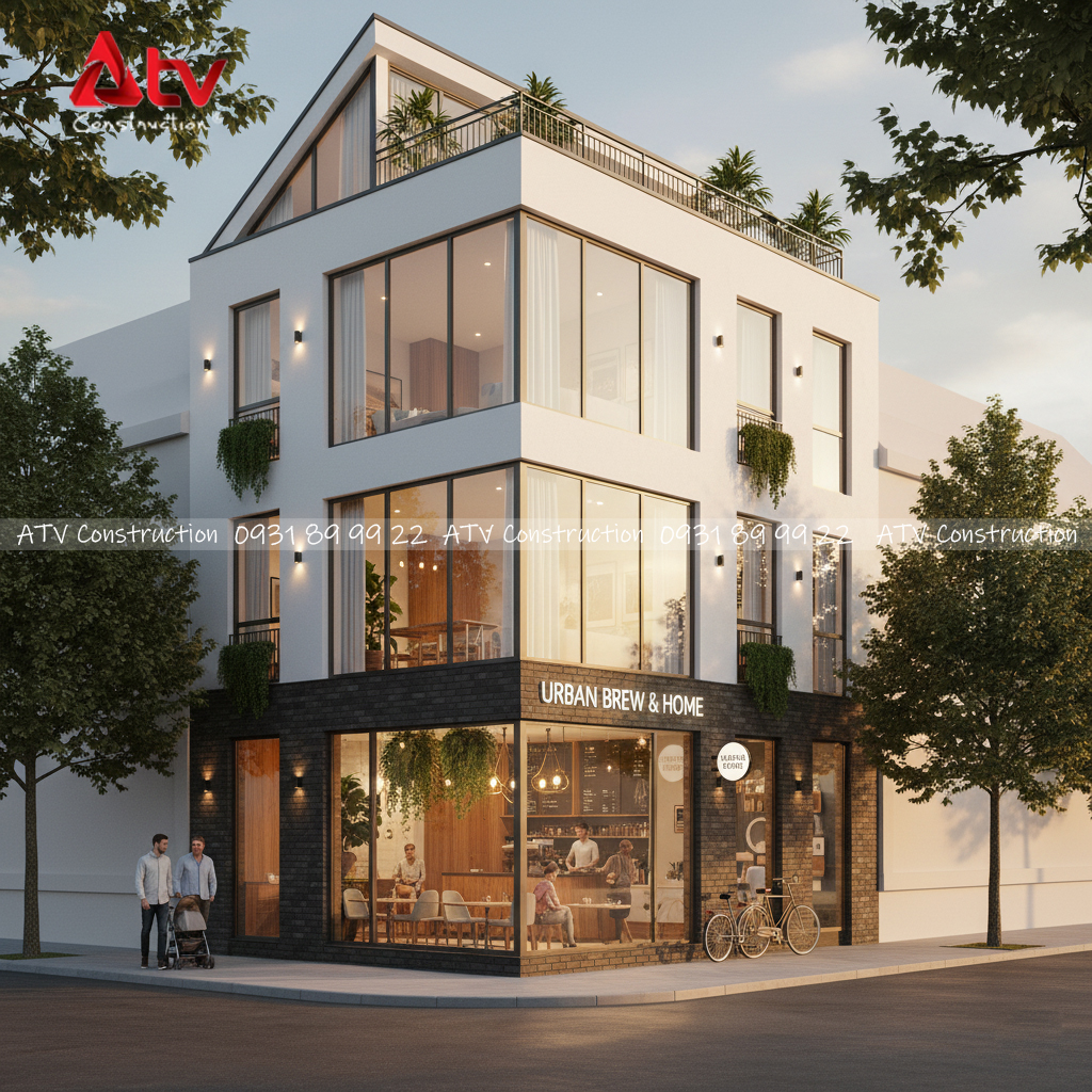 nhà phố kết hợp kinh doanh quán cafe