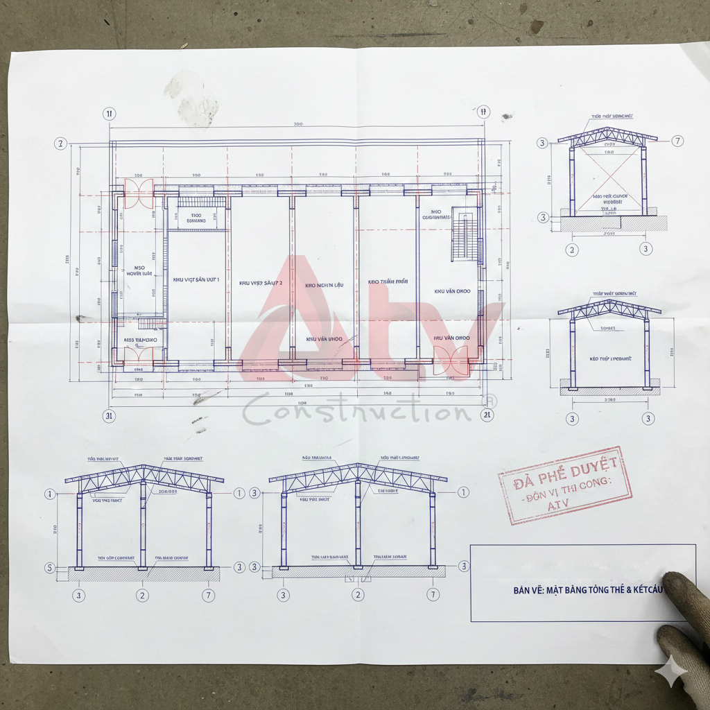bản vẽ xây dựng nhà xưởng
