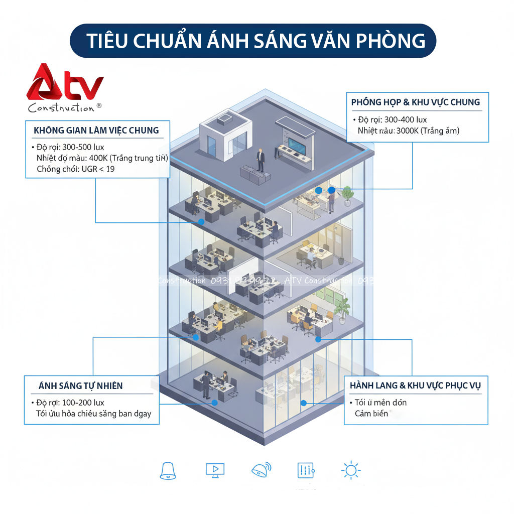 TIÊU CHUẨN ÁNH SÁNG THIẾT KẾ VĂN PHÒNG