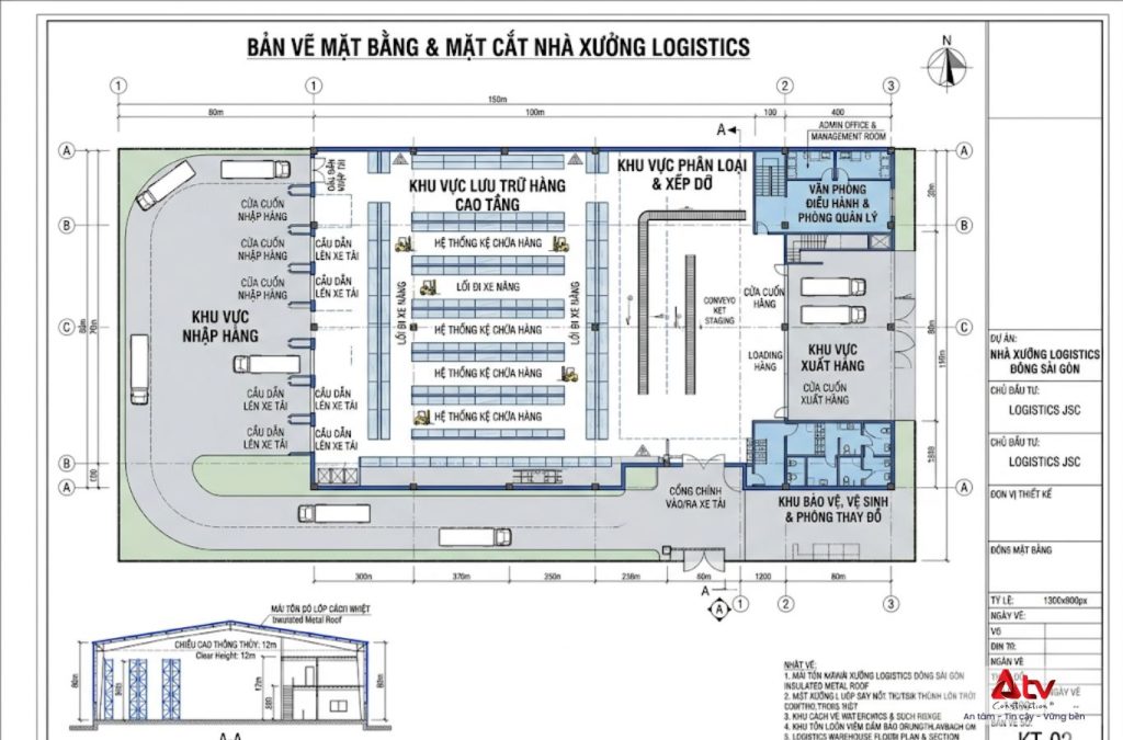 Bản vẽ nhà kho logistics