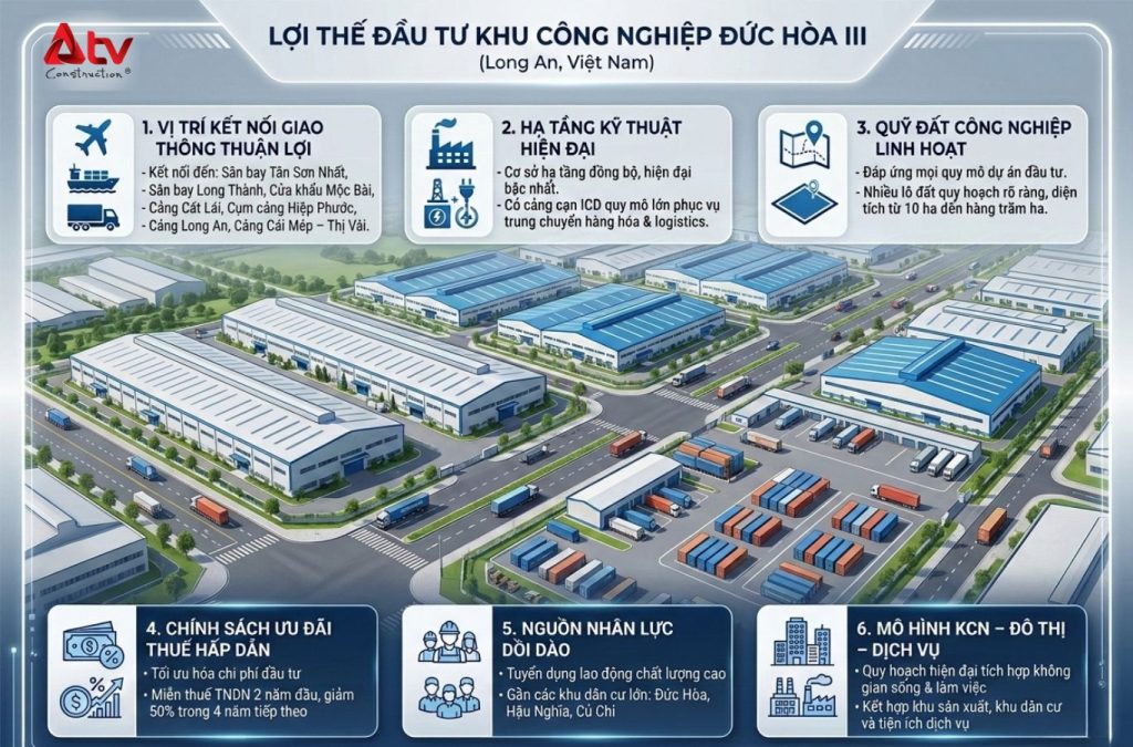 Những lợi thế khi thiết kế, thi công nhà xưởng KCN Đức Hòa III