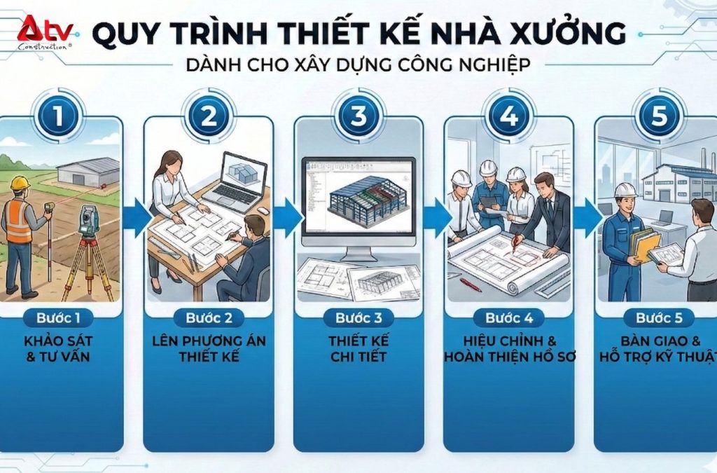 Các bước khi thực hiện thiết kế nhà xưởng