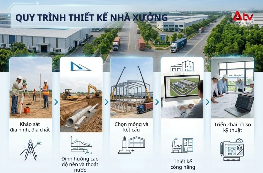 Các bước thiết kế nhà xưởng tại khu công nghiệp Hựu Thạnh