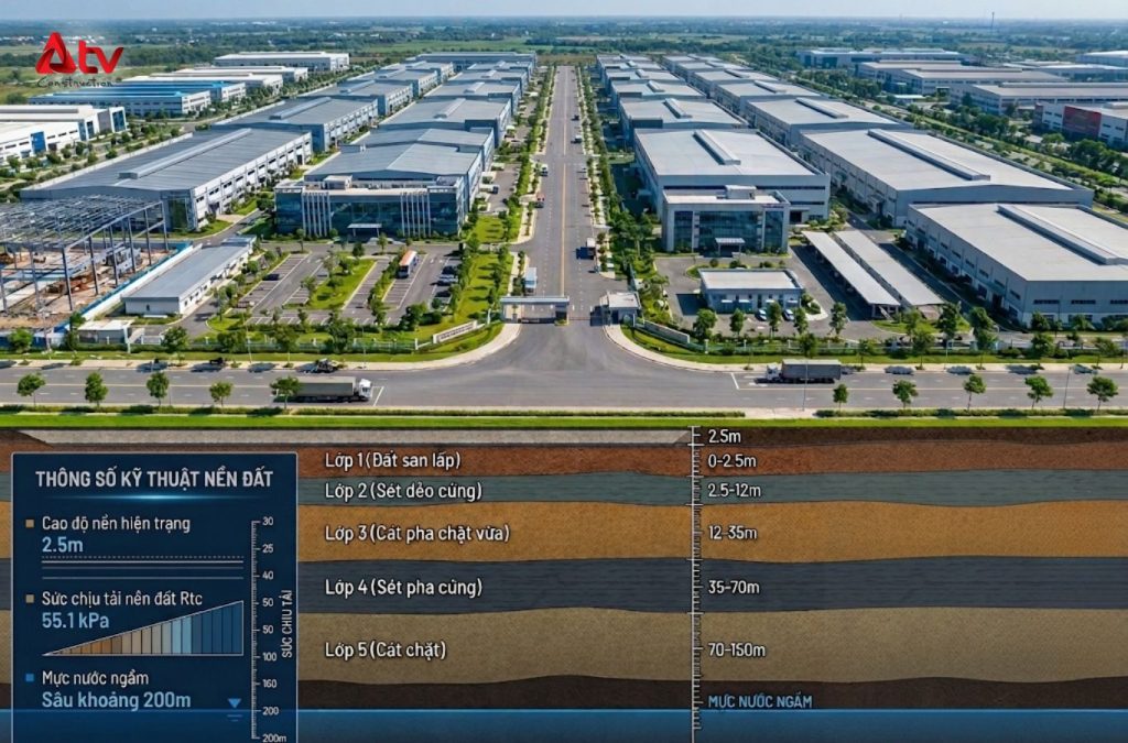 Khi thiết kế, thi công nhà xưởng KCN Long Hậu cần xem xét địa hình, địa chất