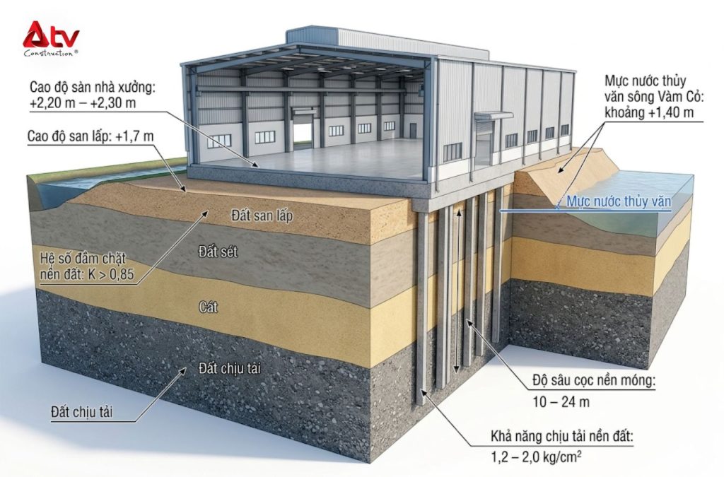 Hình minh hoạ địa hình, địa chất KCN Phúc Long
