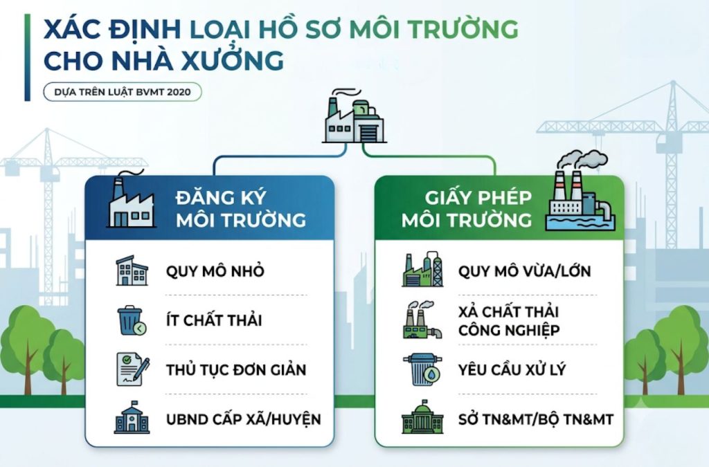 Mỗi quy mô nhà xưởng sẽ tương ứng với thủ tục môi trường khác nhau