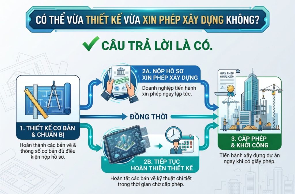 Thiết kế và xin phép song song giúp đẩy nhanh tiến độ triển khai công trình
