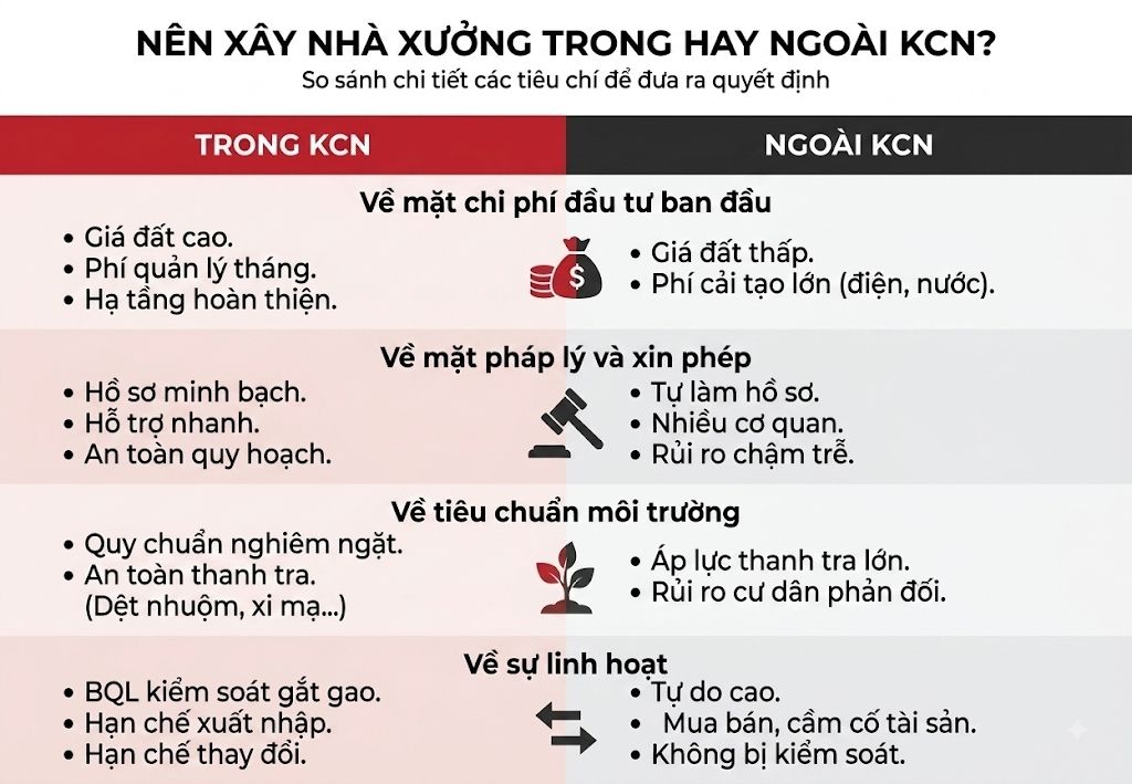 Chọn KCN để tối ưu pháp lý, môi trường; chọn ngoài KCN để tăng tính chủ động